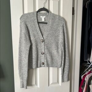 H&M Light Gray Ribbed Cardigan